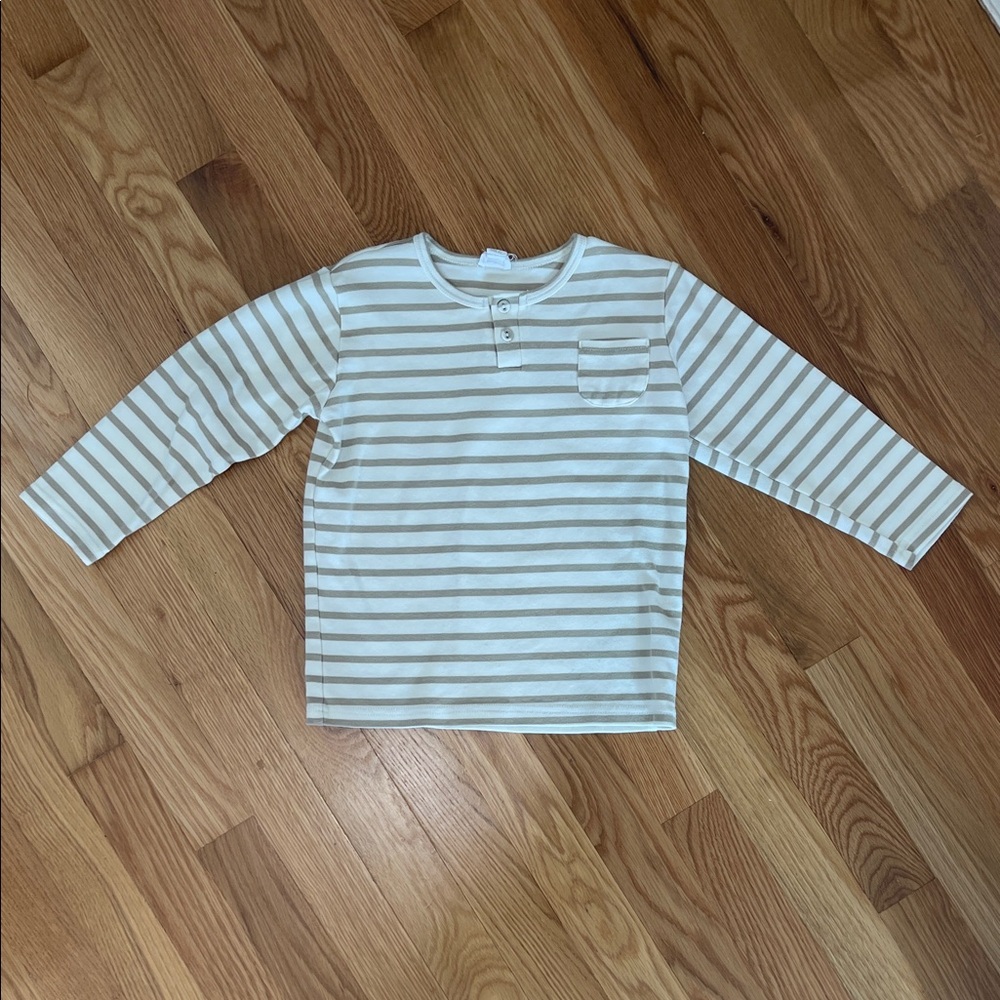 Jamie Kay White & Tan Stripped Long Sleeve Shirt